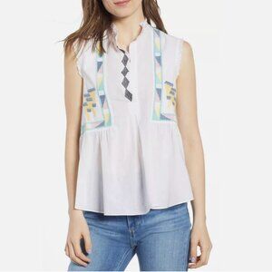 Zadig & Voltaire Anthropologie Tilda Voile White Embroidered Sleeveless Top XS